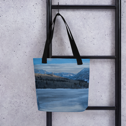 Frozen Lake View Tote Bags: Carry the Tranquil Beauty of Winter Wherever You Go