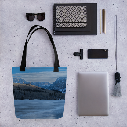 Frozen Lake View Tote Bags: Carry the Tranquil Beauty of Winter Wherever You Go