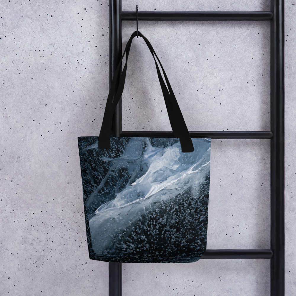 Frozen Lake  Texture Tote Bags: Carry the Cosmos of Wyoming’s Frozen Lakes