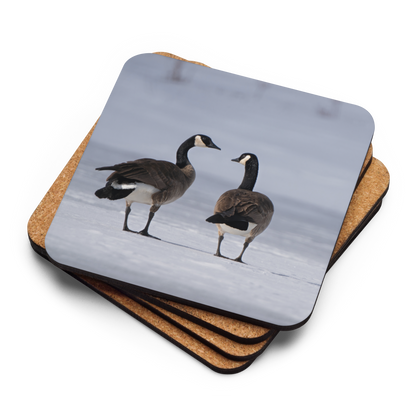 Canada Geese in Winter Cork-back coaster