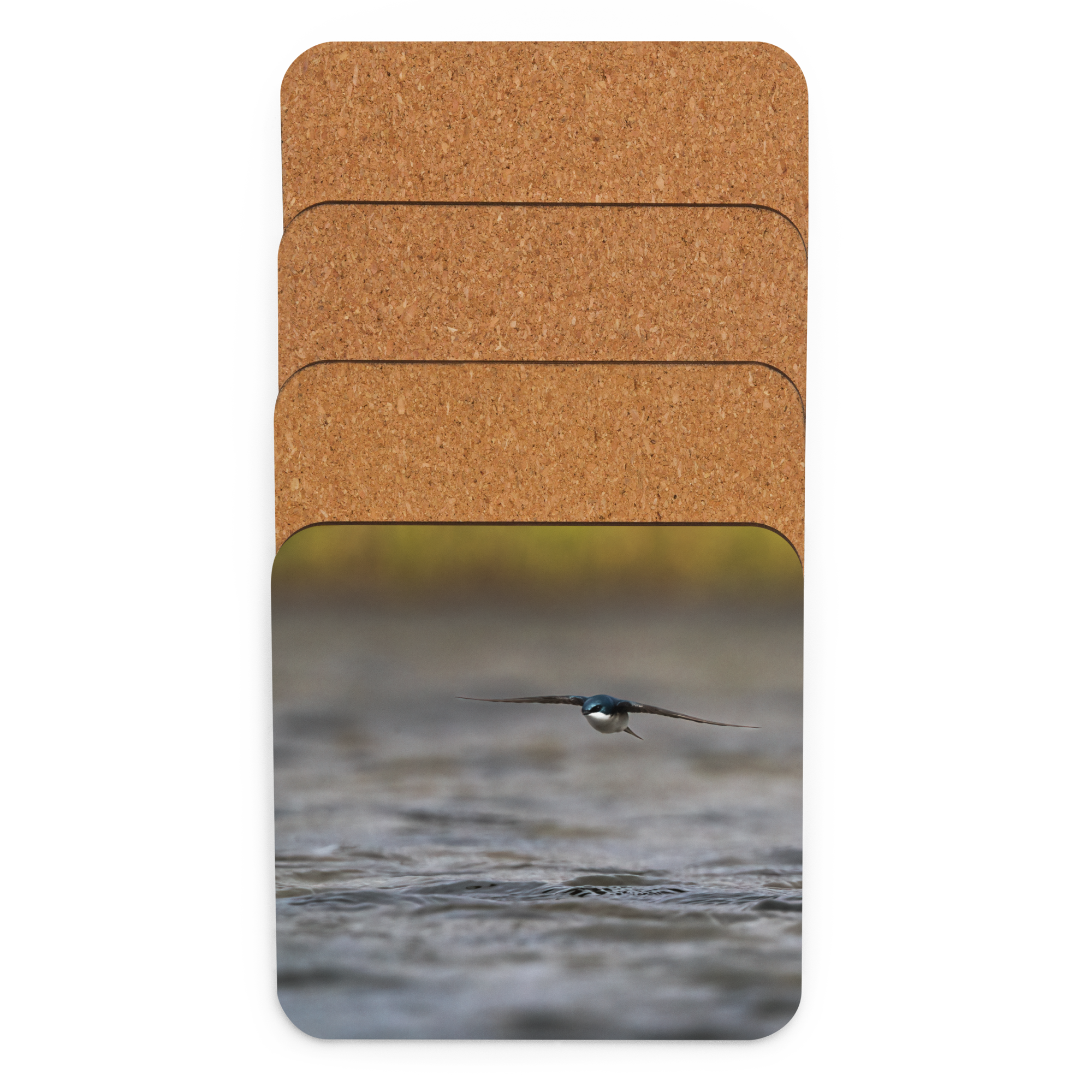 Flying Tree Swallow Cork-back coaster