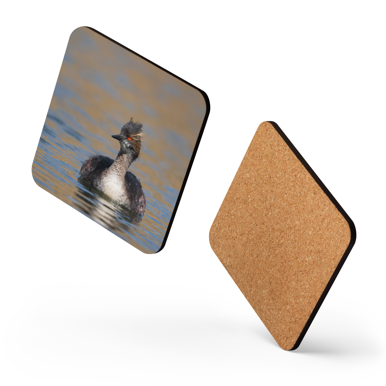 Eared Grebe Cork-back coaster