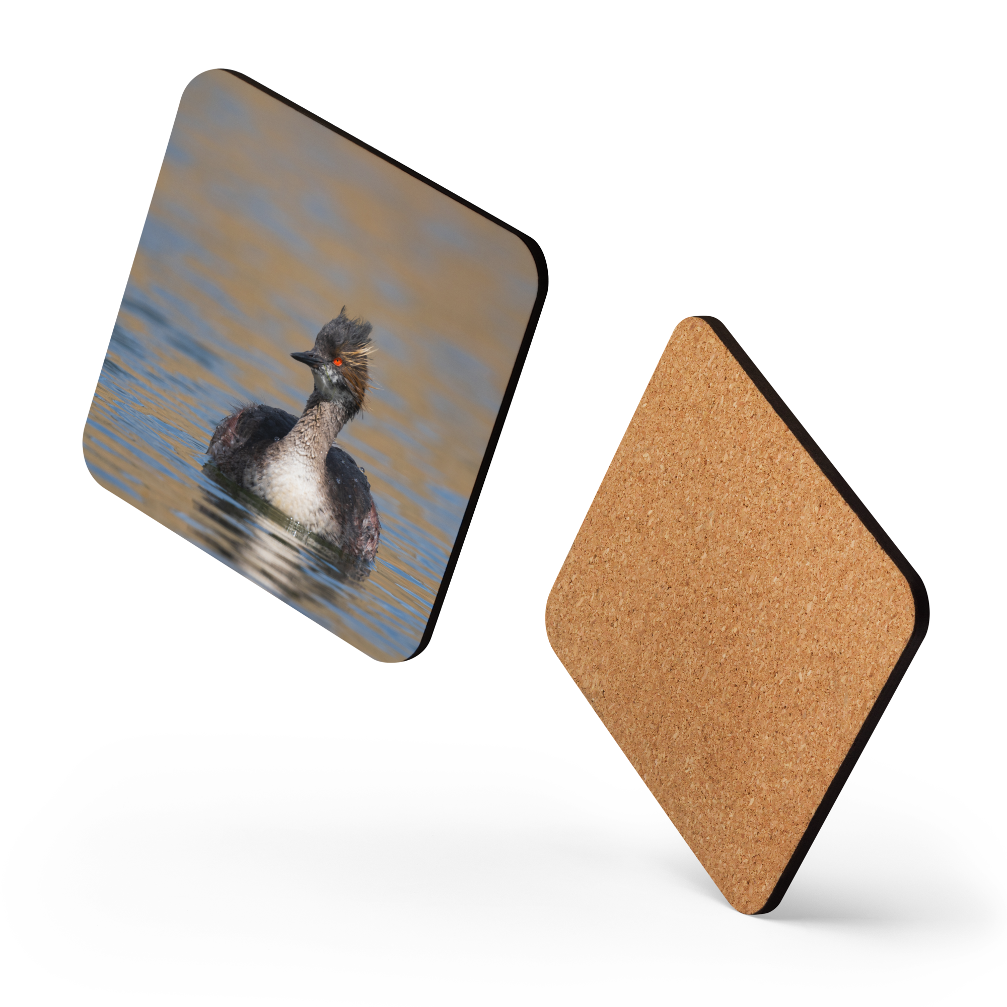 Eared Grebe Cork-back coaster