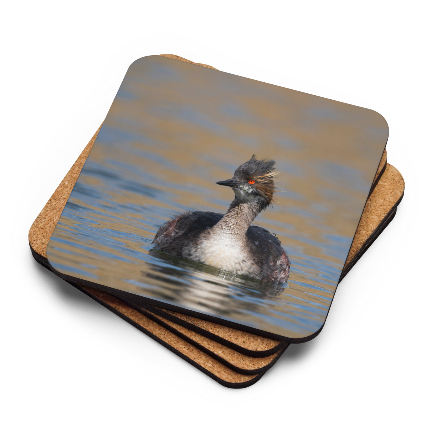 Eared Grebe Cork-back coaster