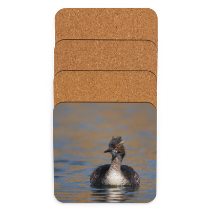 Eared Grebe Cork-back coaster