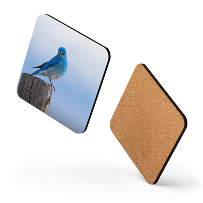 Mountain Bluebird Cork-back coaster