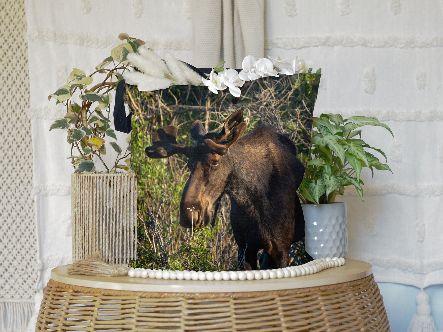 Moose All-Over Print Large Tote Bag