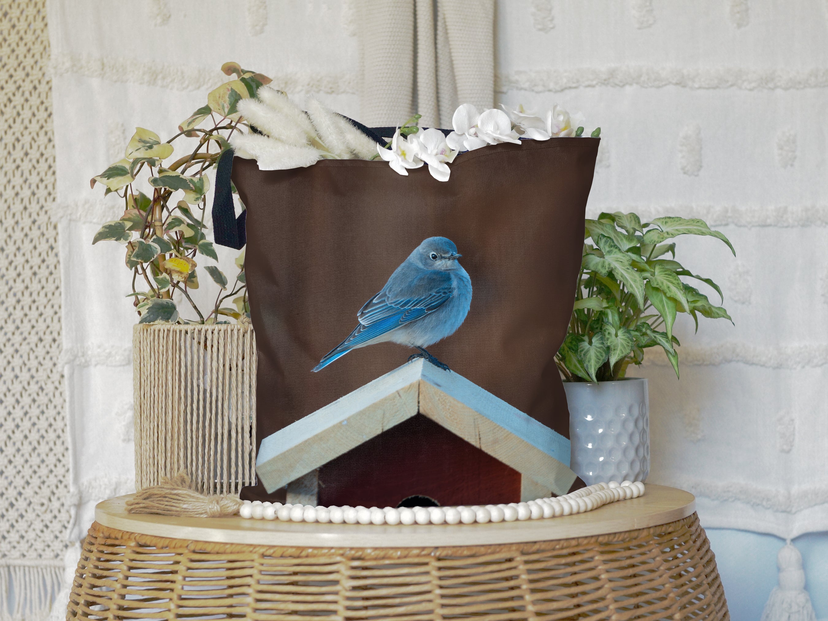 Mountain Bluebird All-Over Print Large Tote Bag