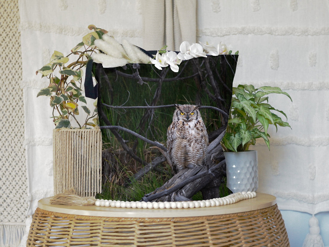 Owl All-Over Print Large Tote Bag