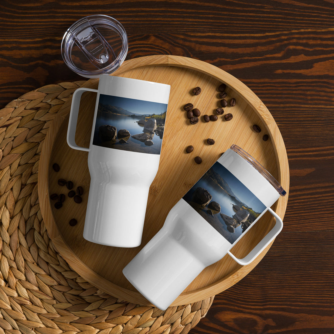 Boulder Lake in the Fall Travel mug with a handle