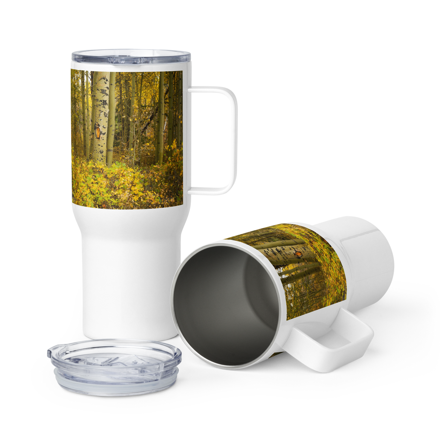 Detail Aspen Trees in the Fall Travel mug With a Handle