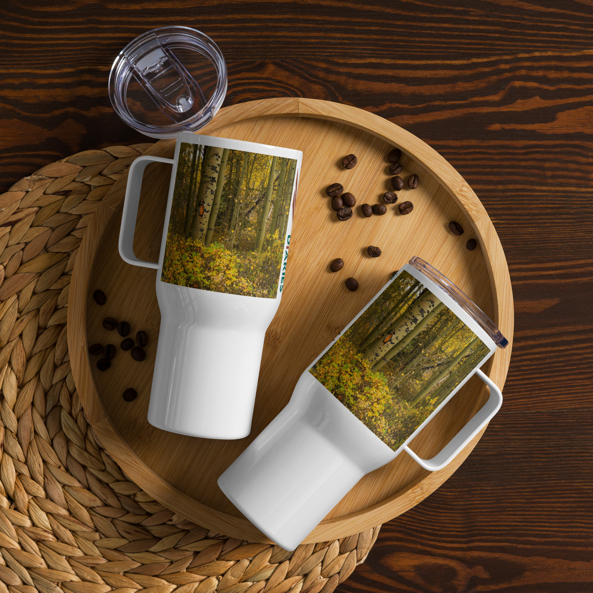 Detail Aspen Trees in the Fall Travel mug With a Handle