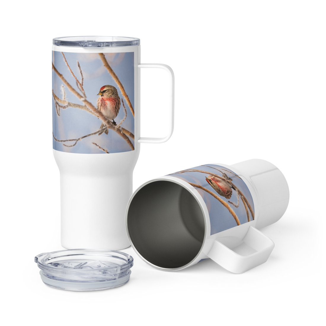 Common Redpoll Travel mug with a handle