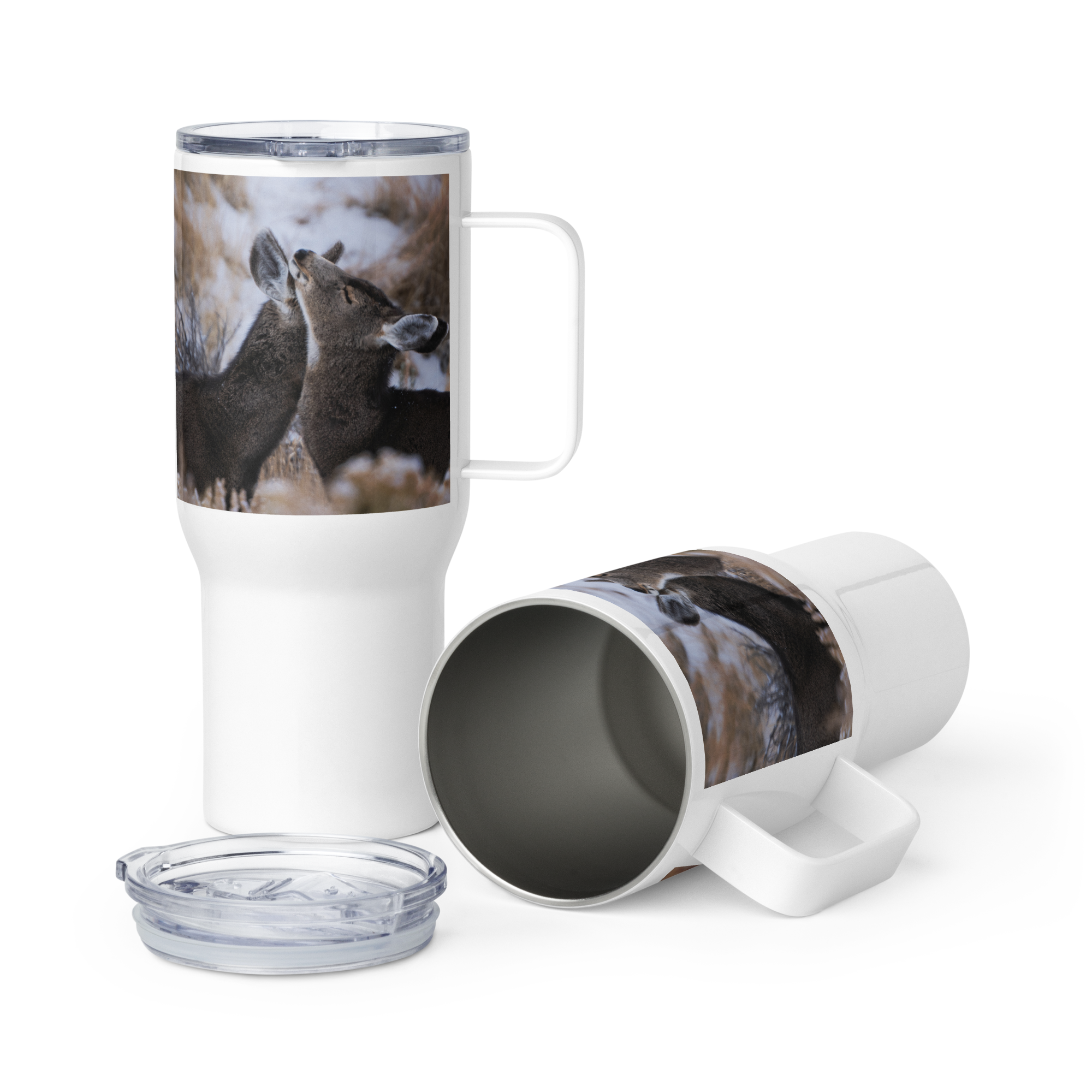 Cuddly Deer Travel mug with a handle