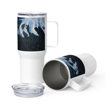 Texture of Fremont Lake Frozen Travel mug with a handle