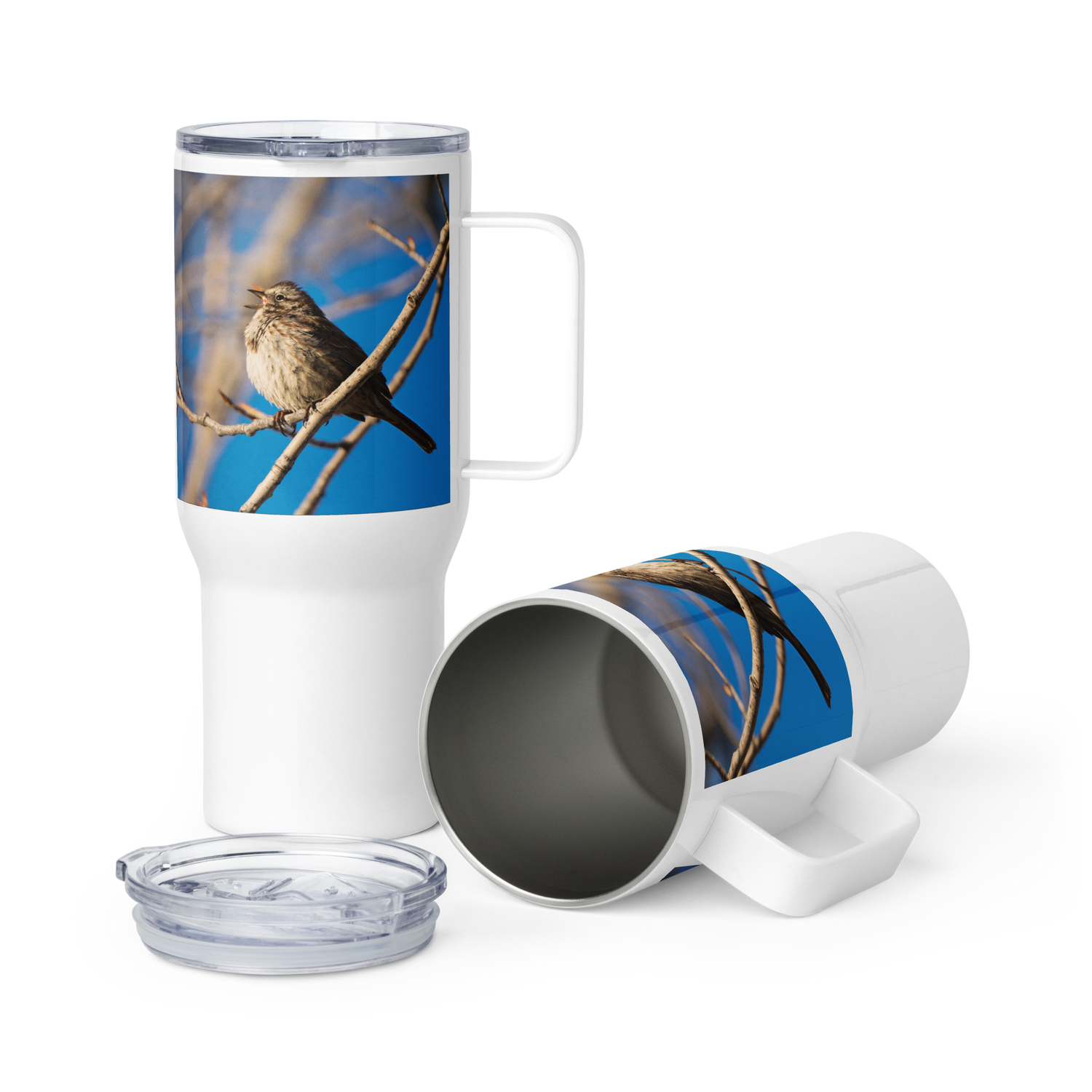 Song Sparrow Travel mug with a handle