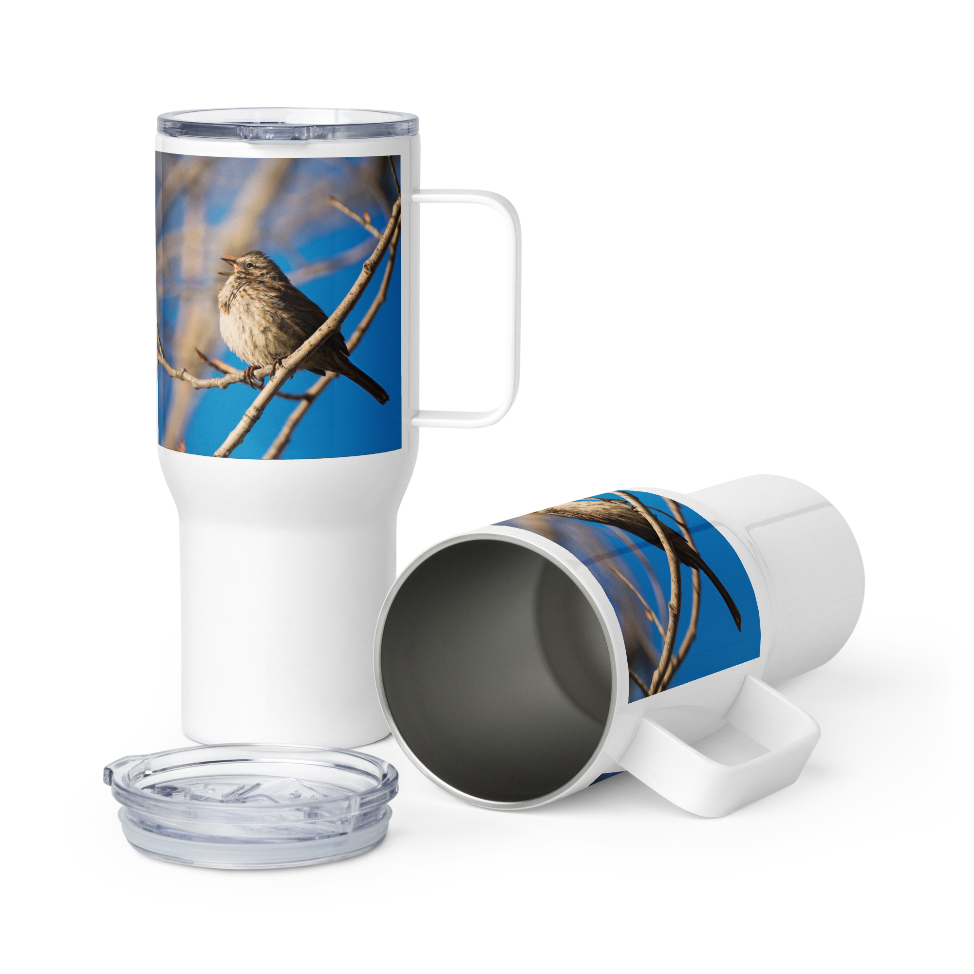 Song Sparrow Travel mug with a handle