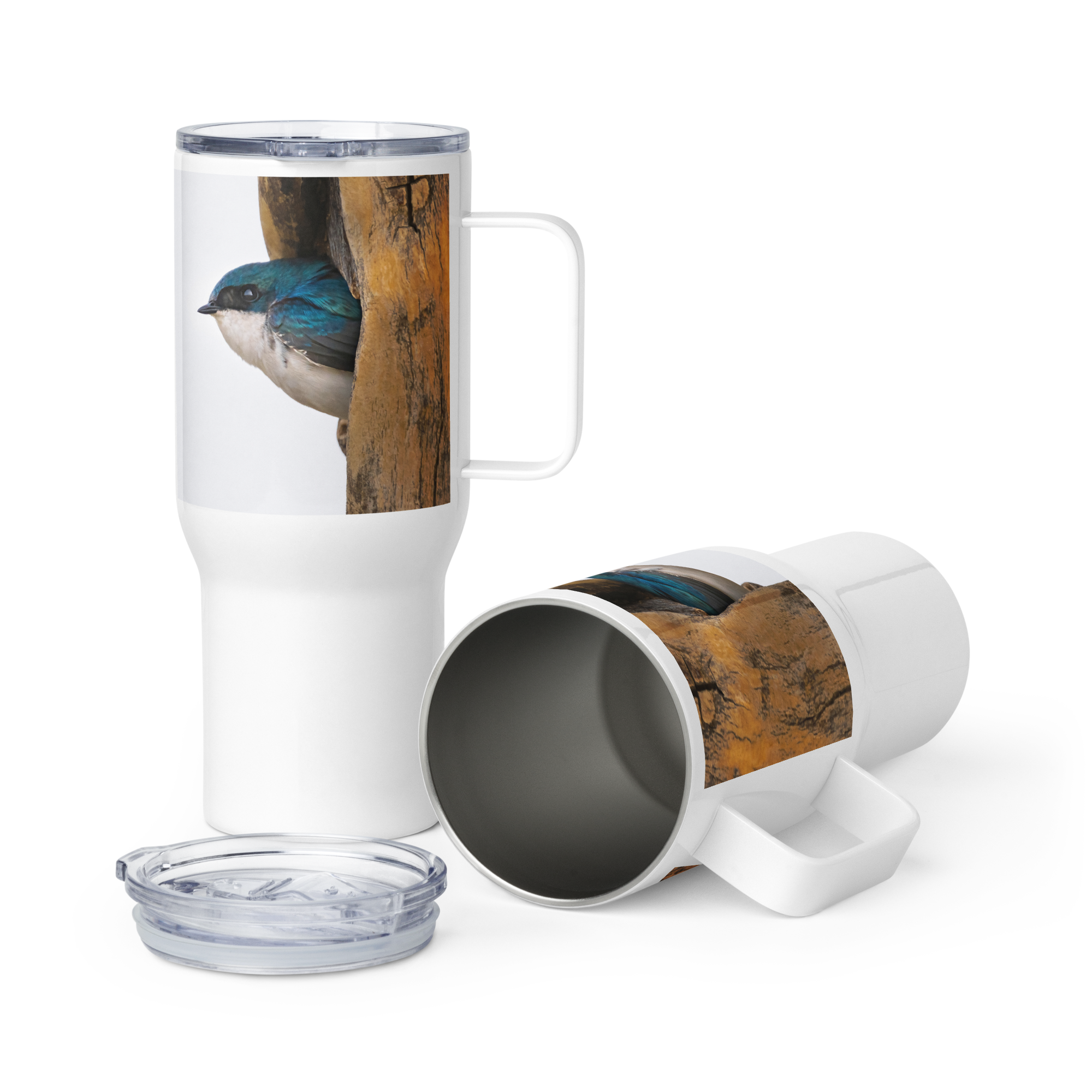 Tree Swallow Travel mug with a handle