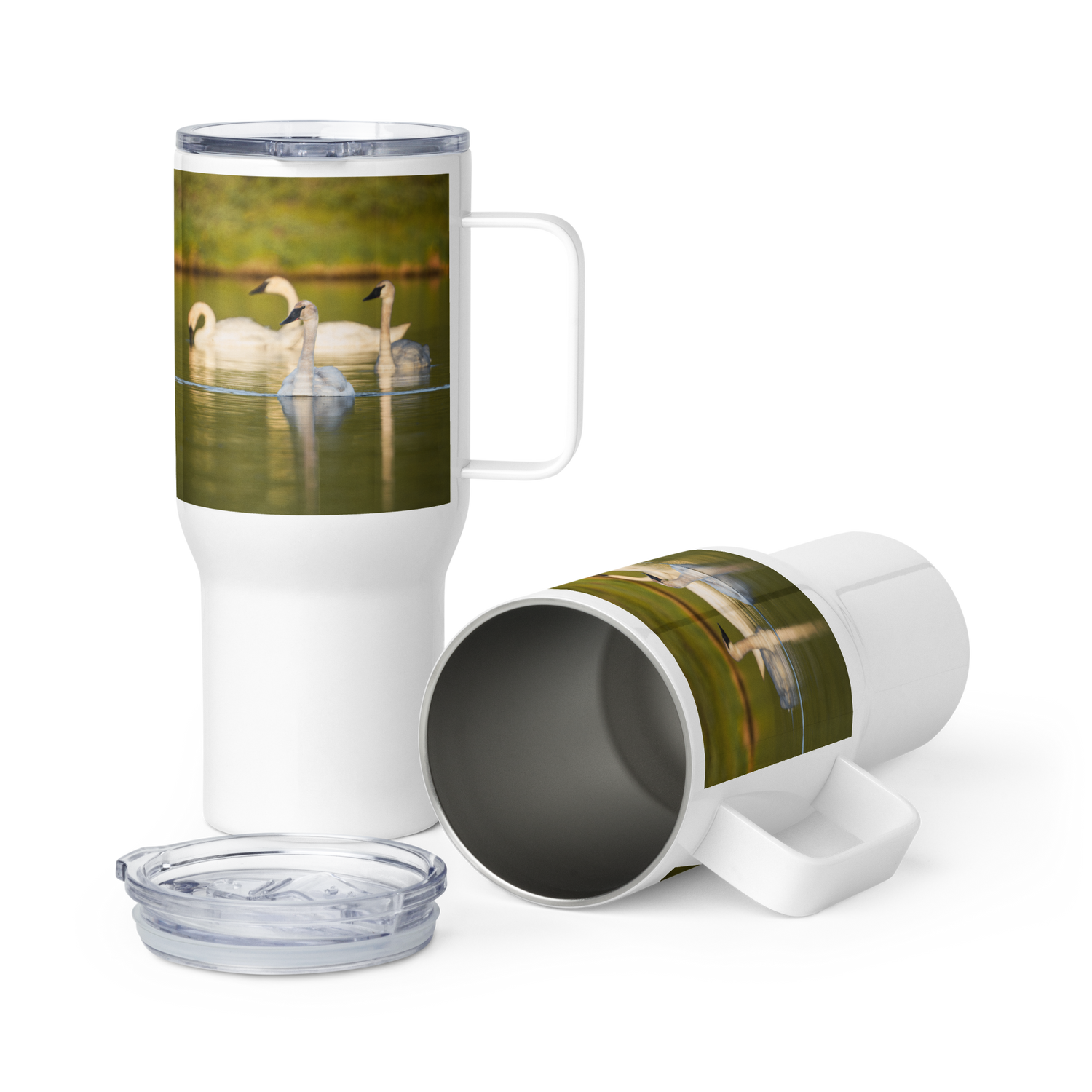 Swans Travel mug with a handle