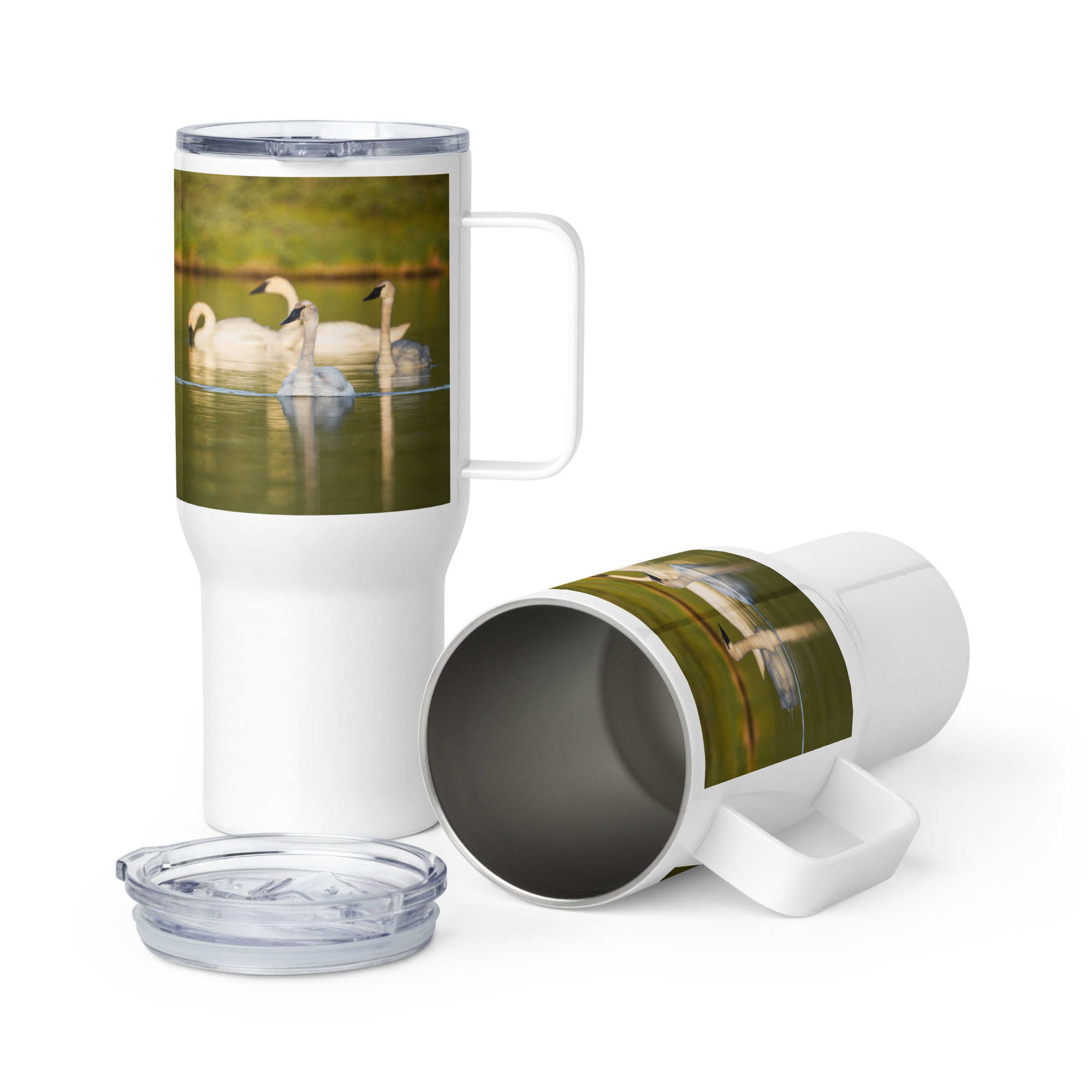 Swans Travel mug with a handle