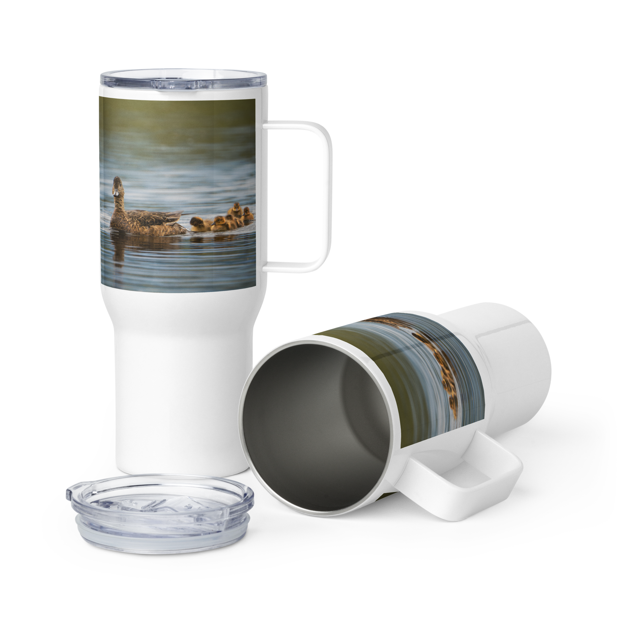 Duck Family Travel mug with a handle