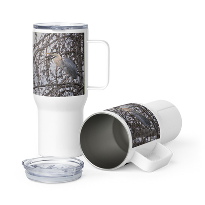 Blue Heron Travel mug with a handle