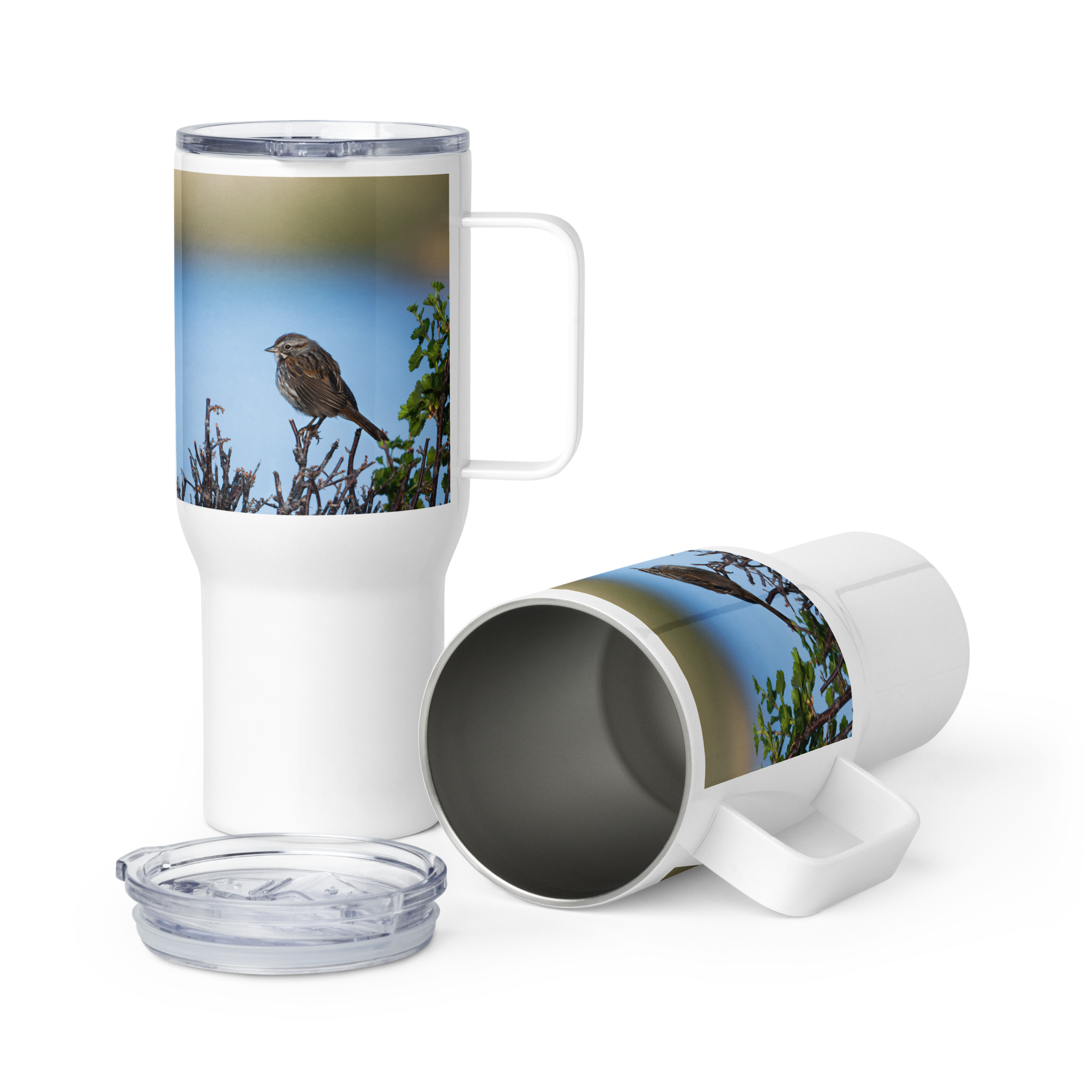 Song Sparrow Travel mug with a handle