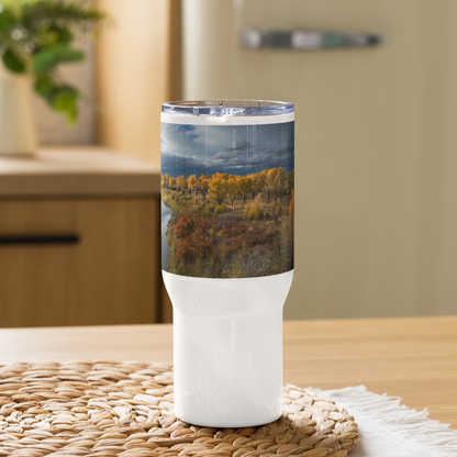 Fall Landscape Travel mug with a handle