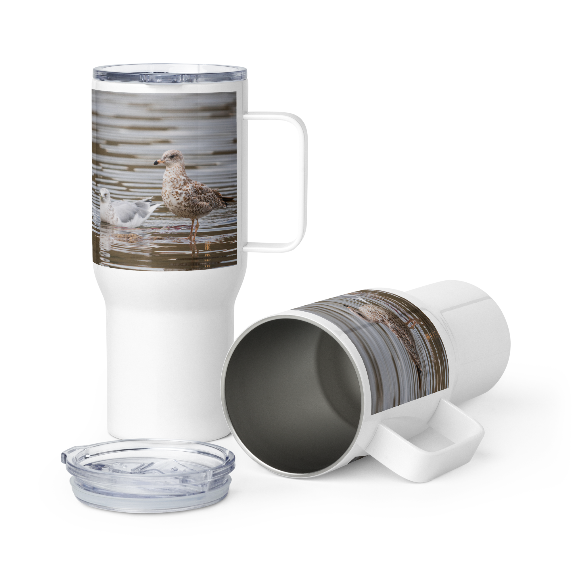 Ring Billed Gulls Travel mug with a handle