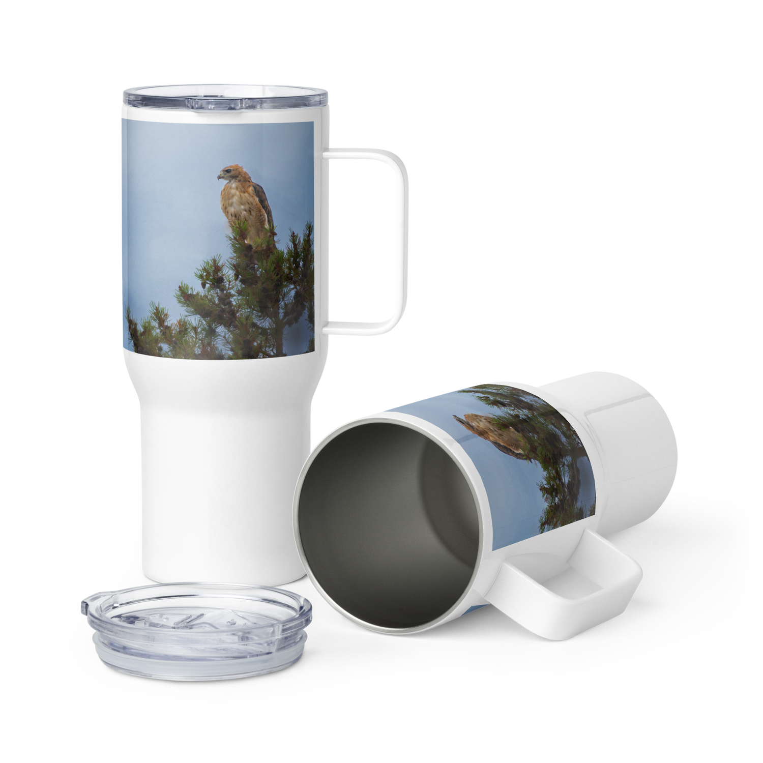 Hawk Travel mug with a handle