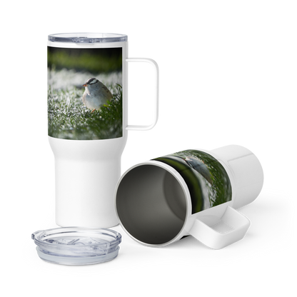 White-crowned Sparrow Travel mug with a handle