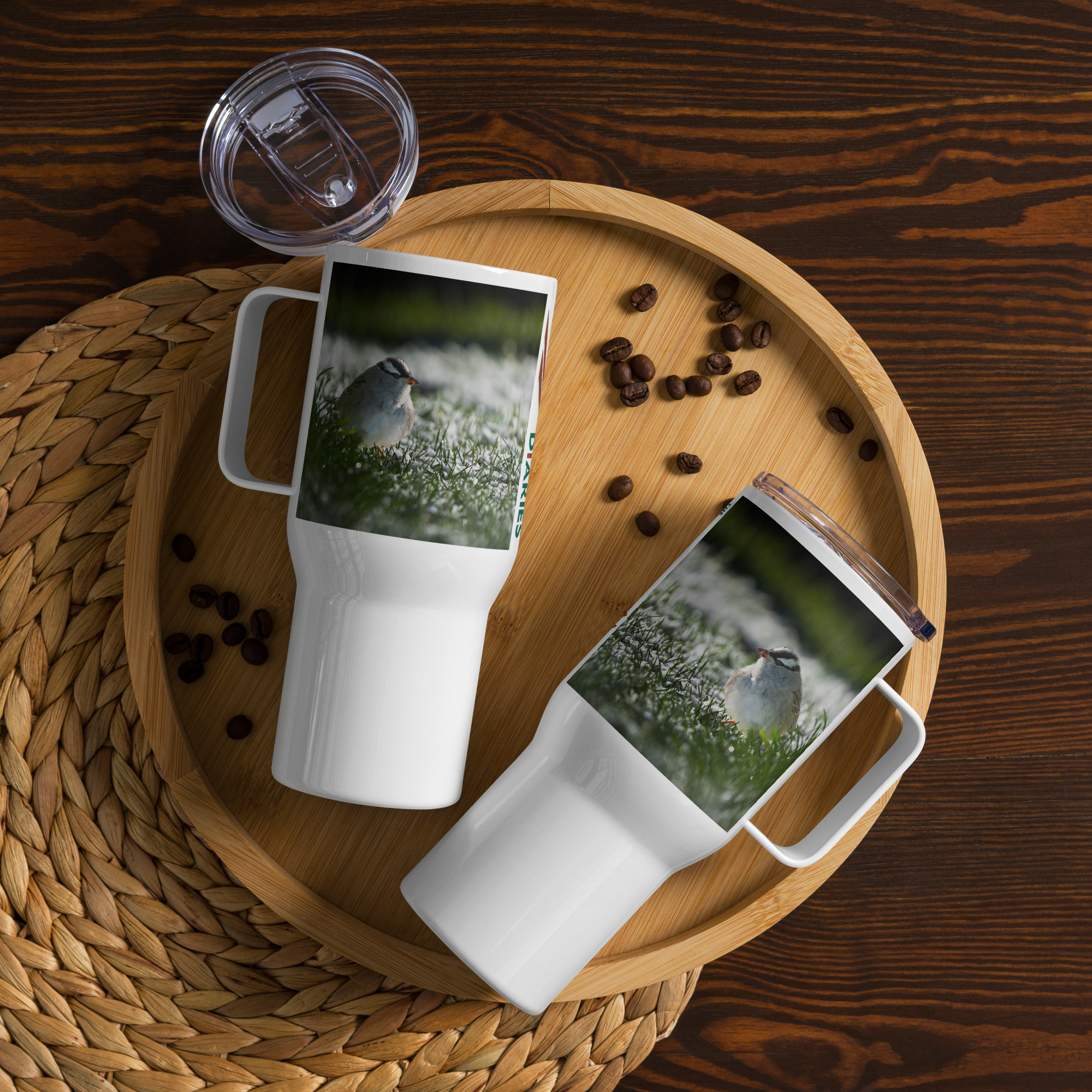 White-crowned Sparrow Travel mug with a handle