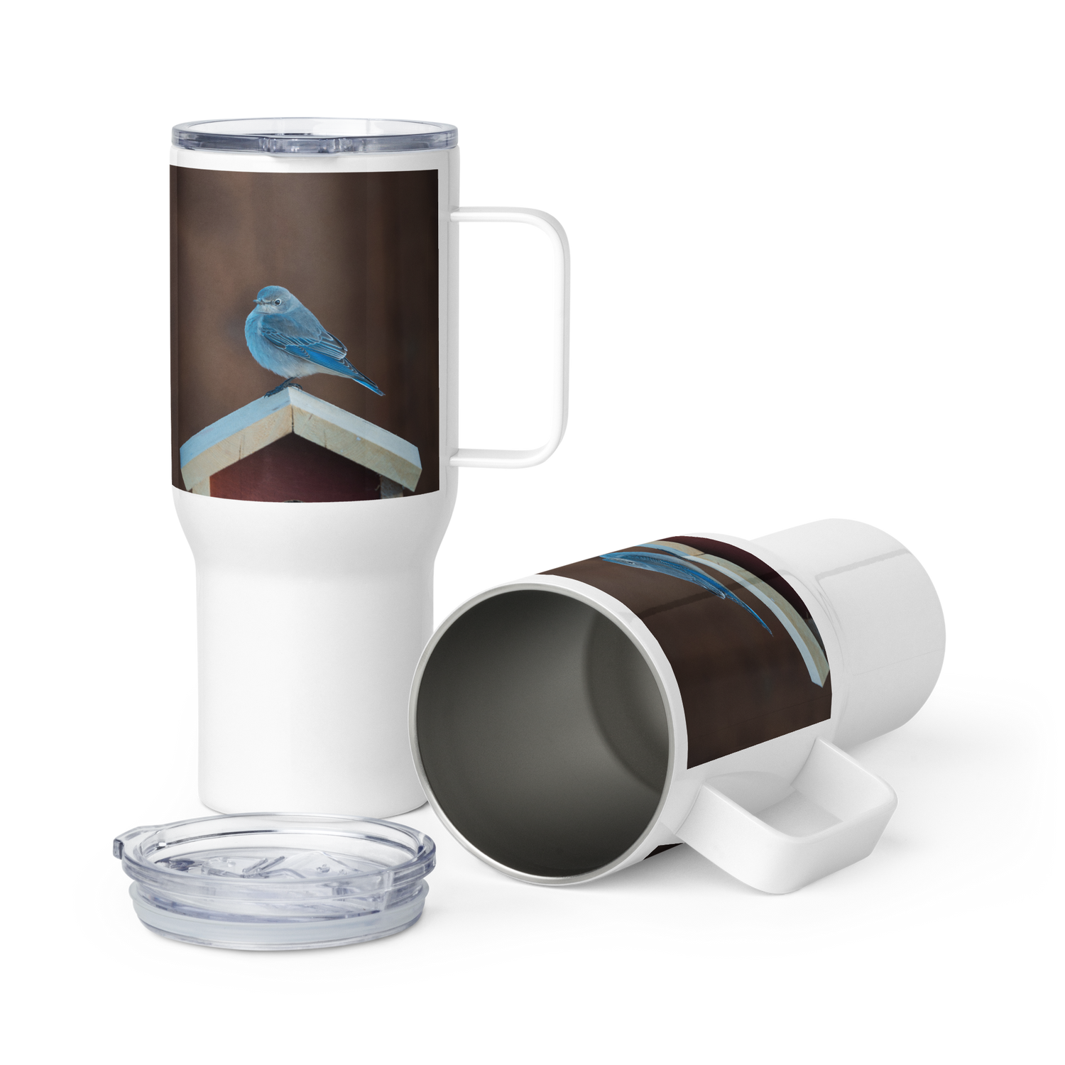 Mountain Bluebird Travel mug with a handle