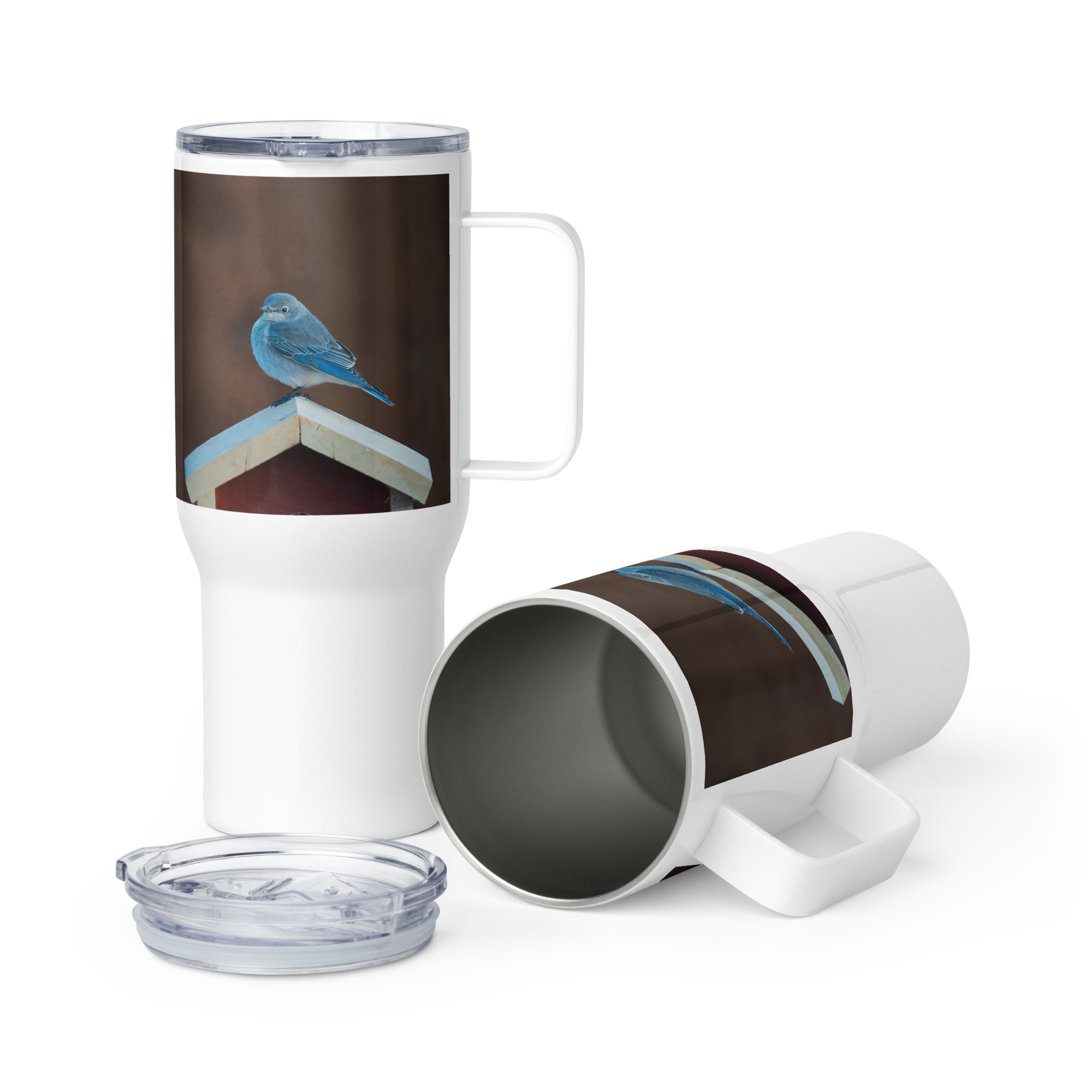 Mountain Bluebird Travel mug with a handle