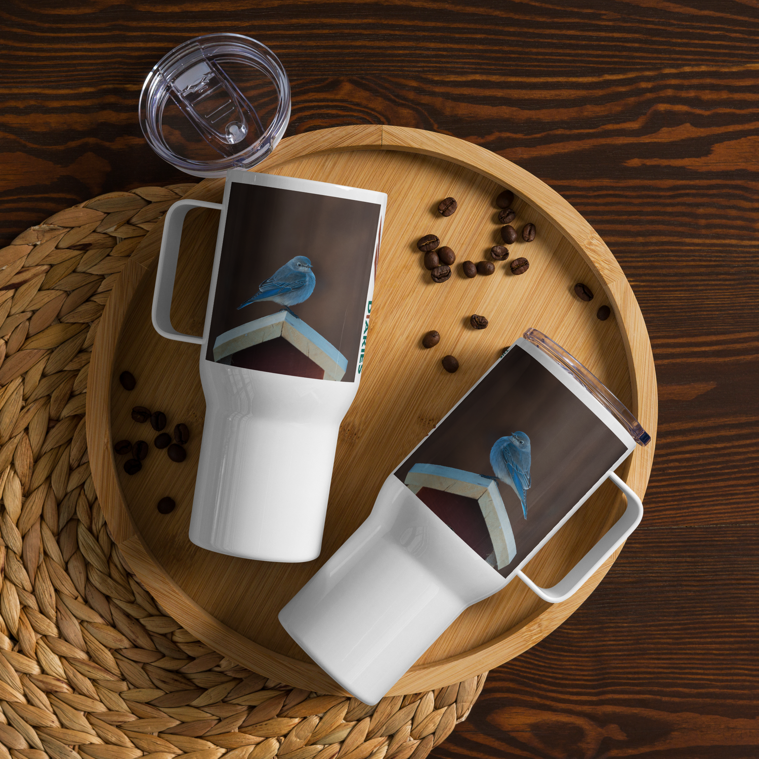 Mountain Bluebird Travel mug with a handle