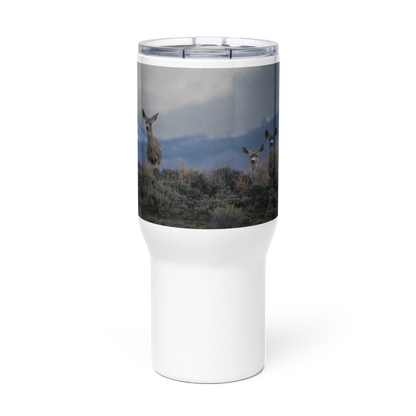 Mule Deer Travel mug with a handle