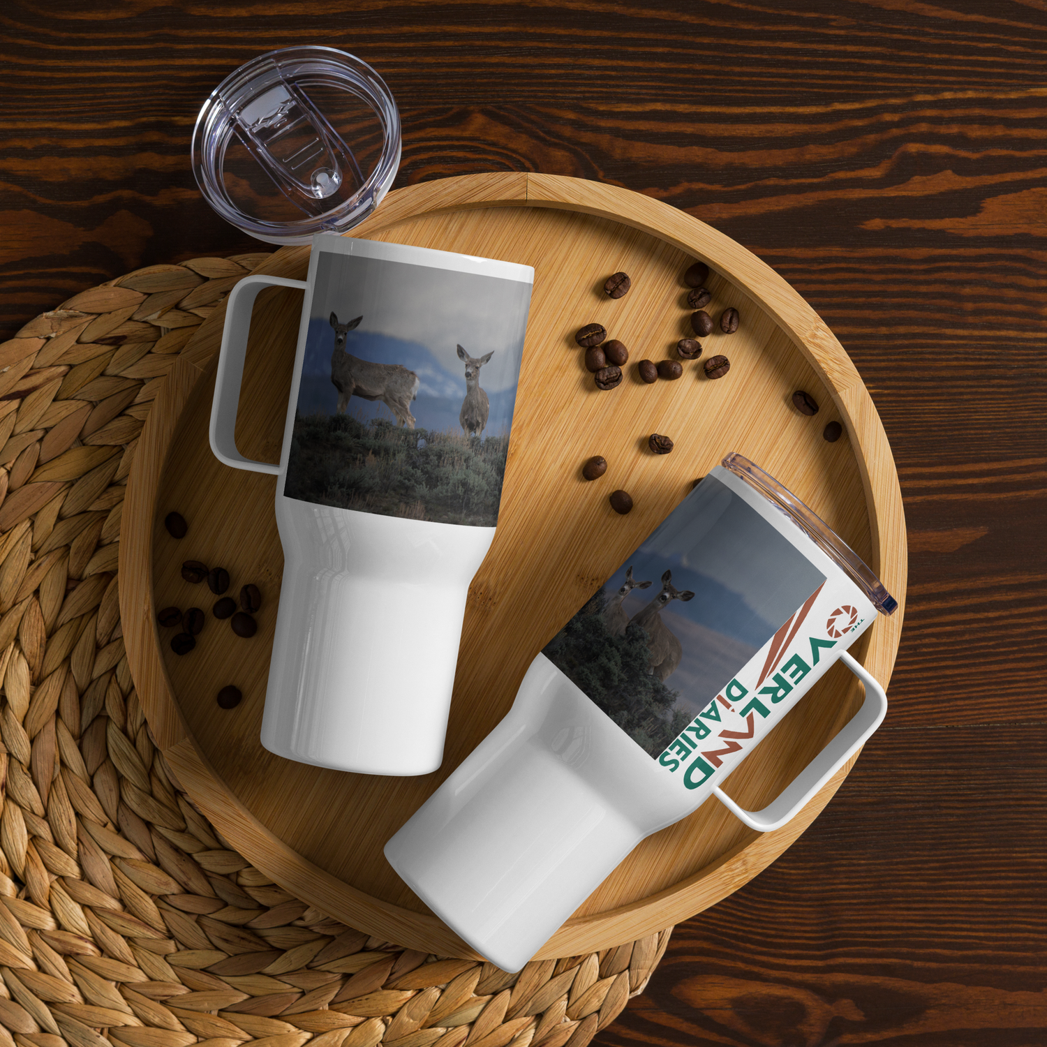 Mule Deer Travel mug with a handle