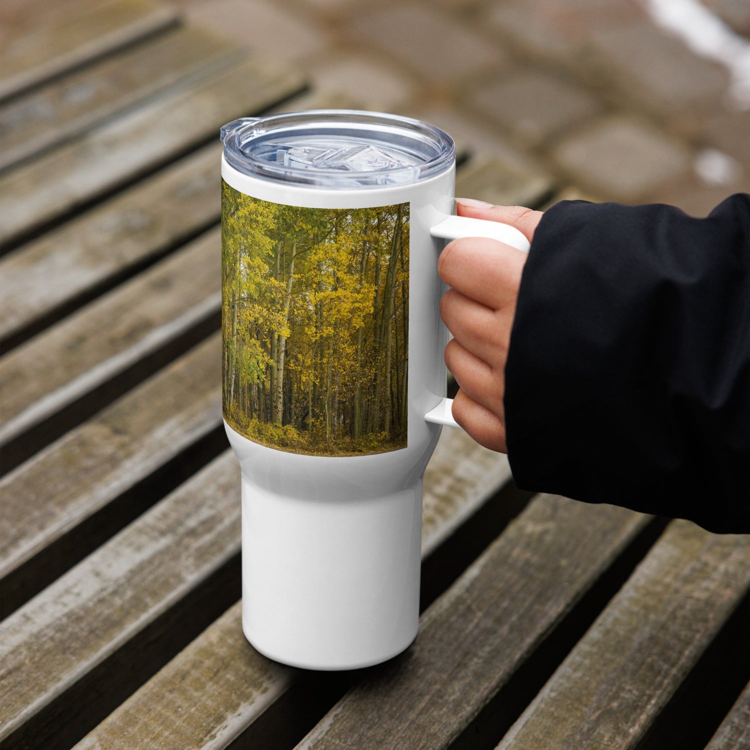 Aspens in the Fall Travel mug With a Handle