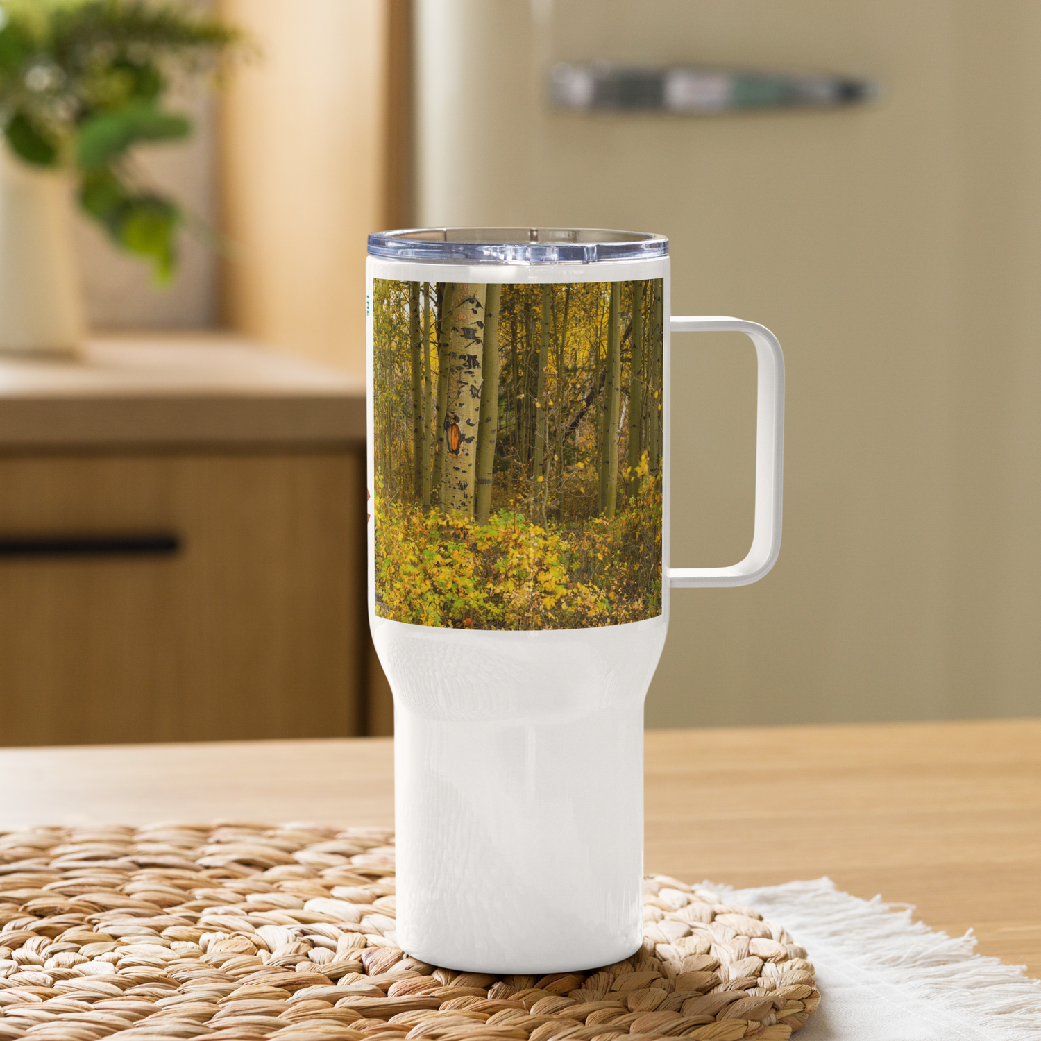 Detail Aspen Trees in the Fall Travel mug With a Handle