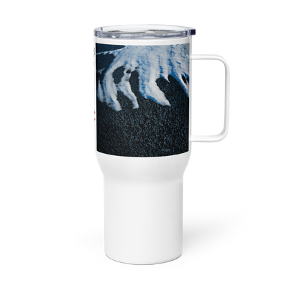 Texture of Fremont Lake Frozen Travel mug with a handle