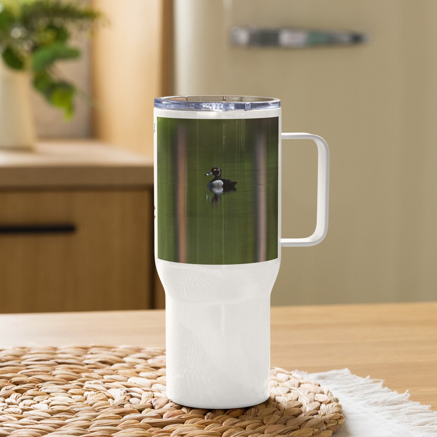 Duck Photo Travel mug with a handle