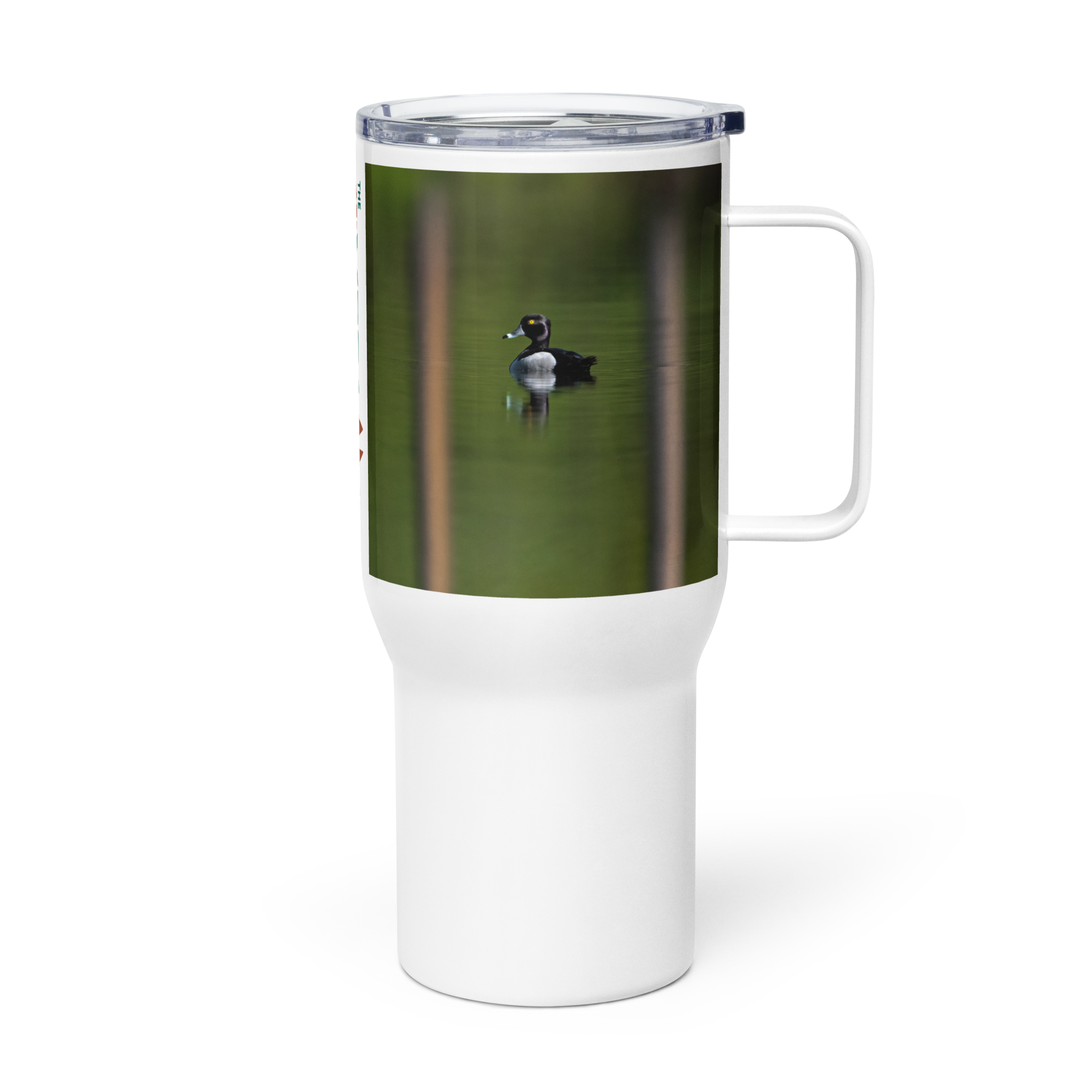 Duck Photo Travel mug with a handle