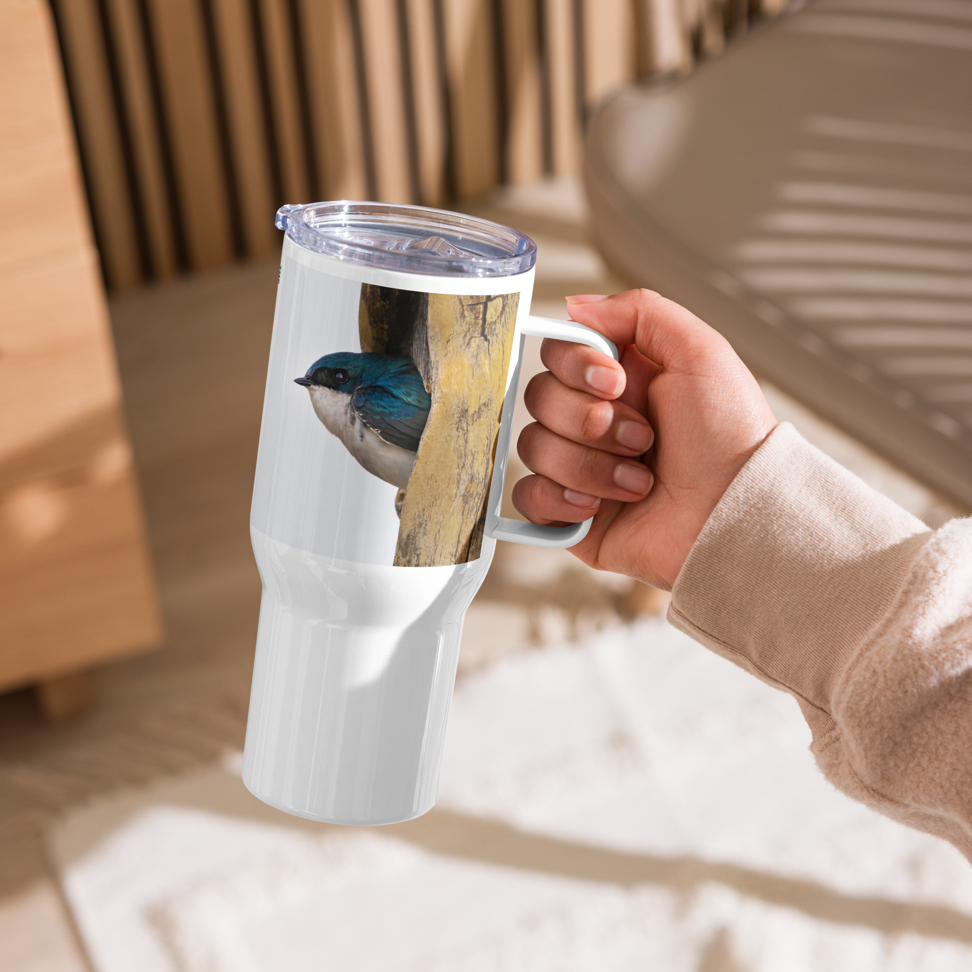 Tree Swallow Travel mug with a handle