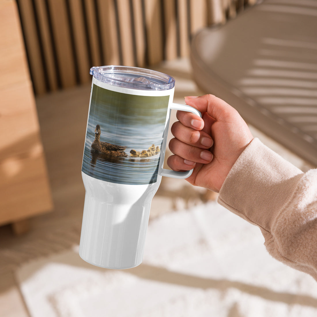 Duck Family Travel mug with a handle