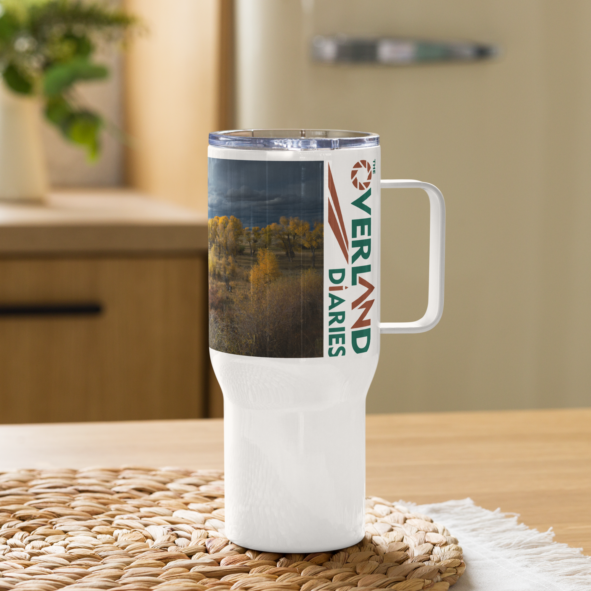 Fall Landscape Travel mug with a handle