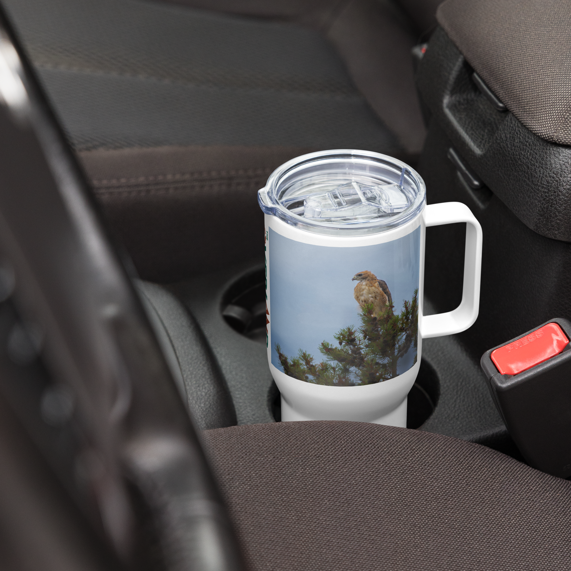 Hawk Travel mug with a handle