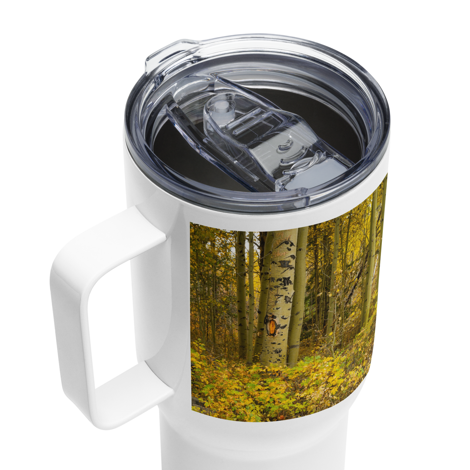 Detail Aspen Trees in the Fall Travel mug With a Handle