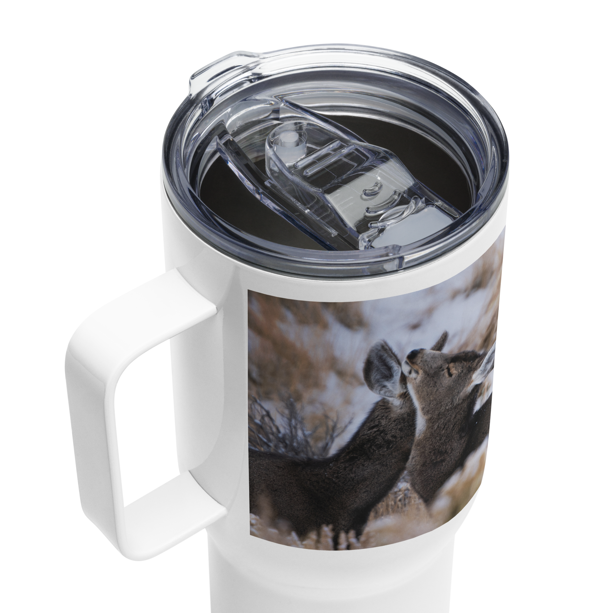 Cuddly Deer Travel mug with a handle