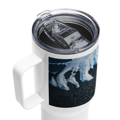 Texture of Fremont Lake Frozen Travel mug with a handle