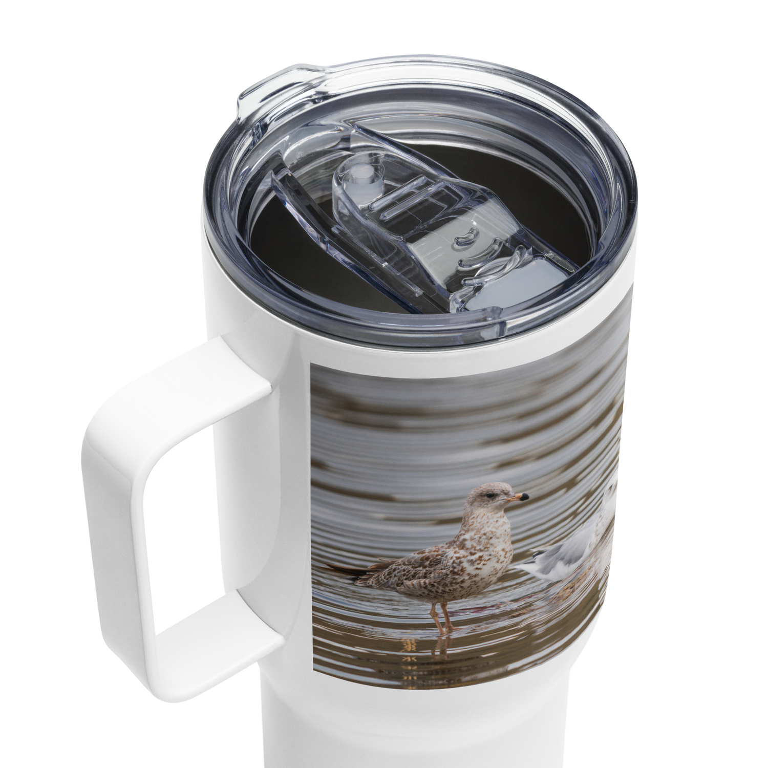 Ring Billed Gulls Travel mug with a handle